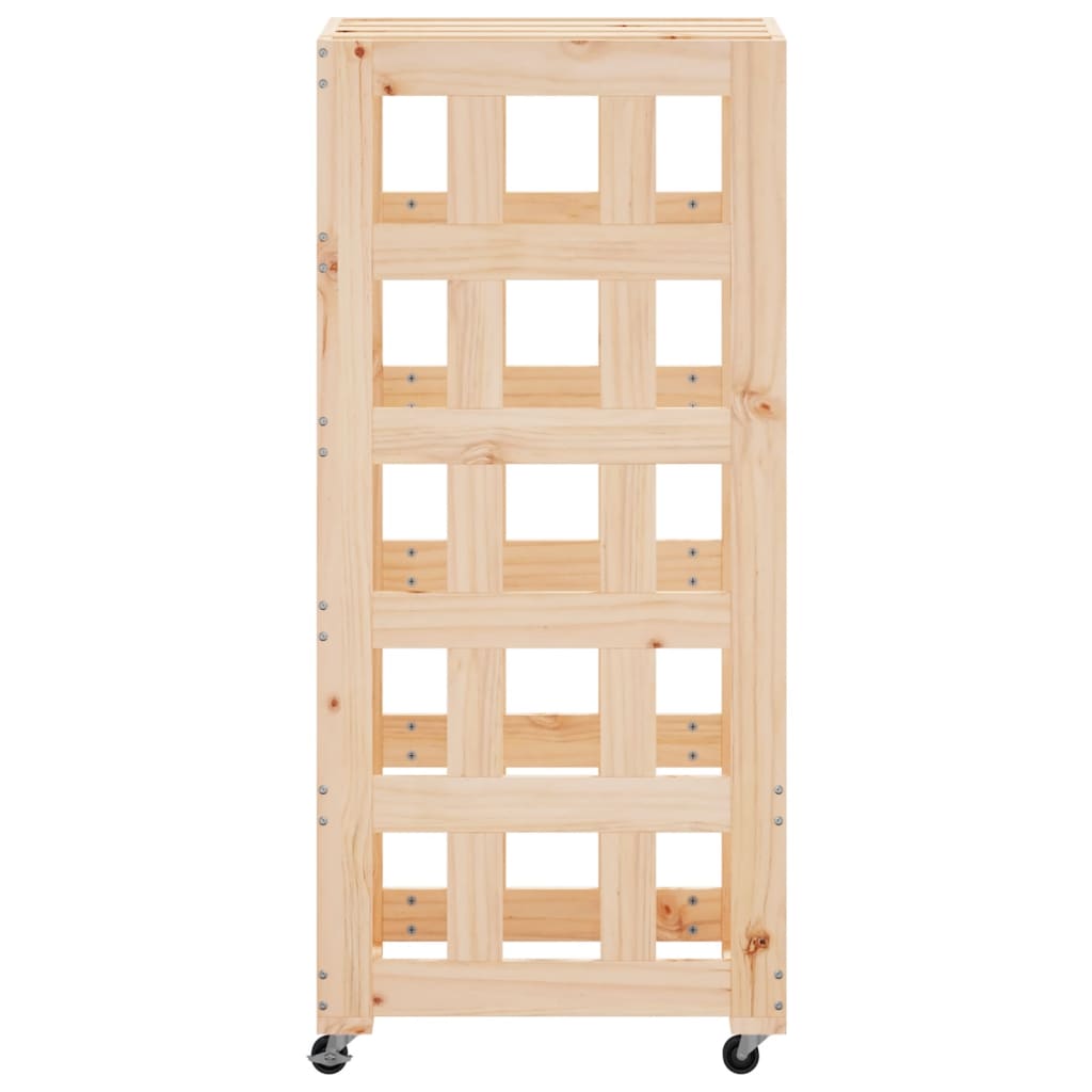 Vedstativ med hjul 40x49x110 cm heltre furu
