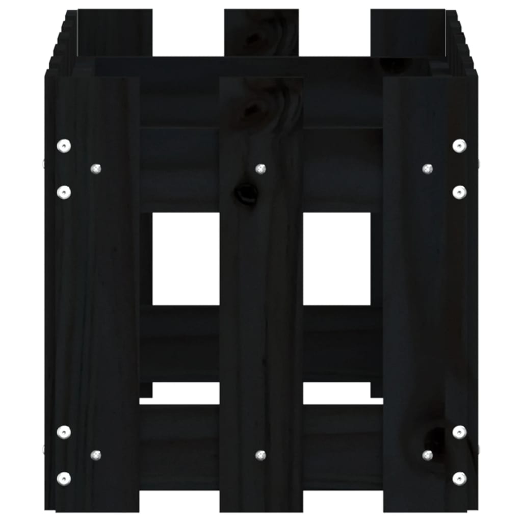 Plantekasse med gjerdedesign svart 60x30x30 cm heltre furu