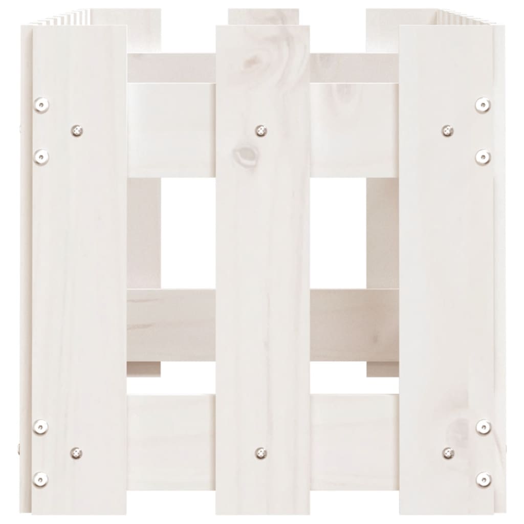 Høybed med gjerdedesign hvit 100x30x30 cm heltre furu