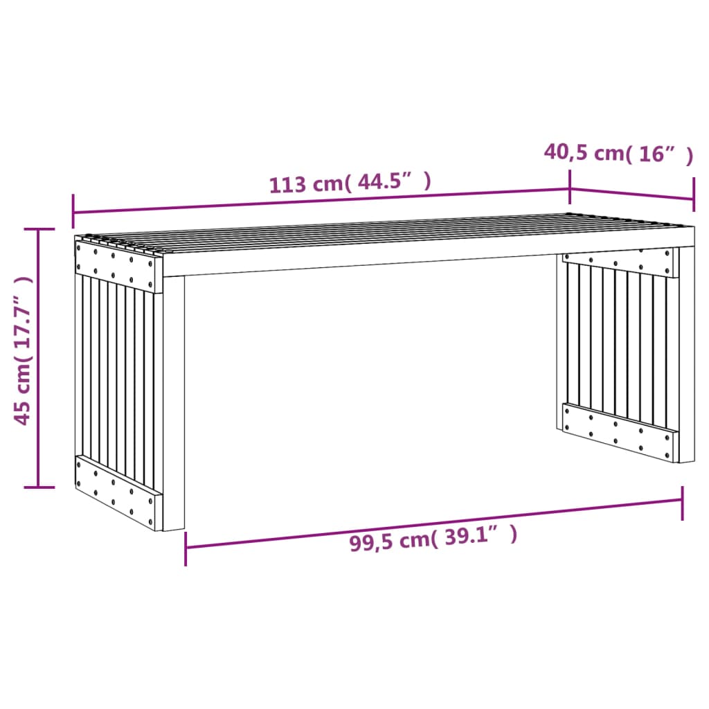 Hagebenk utvidbar hvit 212,5x40,5x45 cm heltre furu