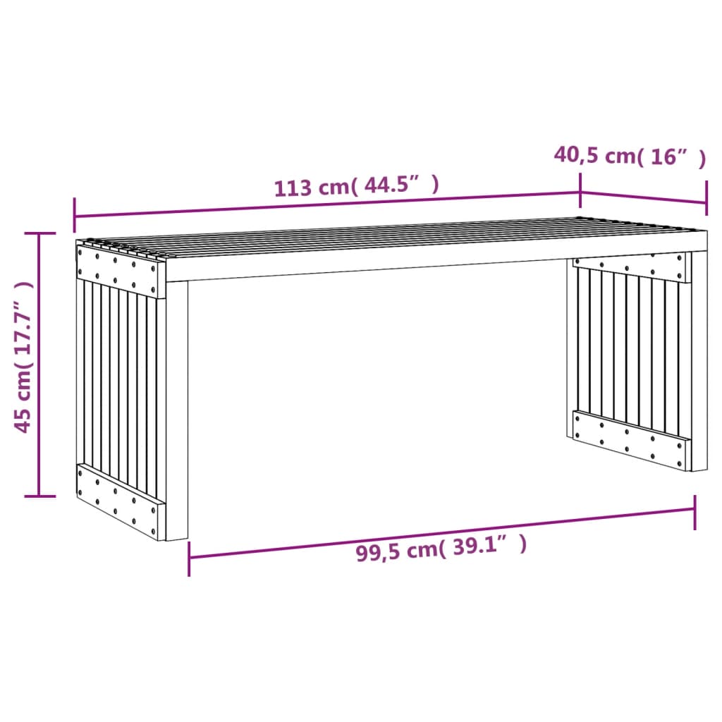 Hagebenk utvidbar 212,5x40,5x45 cm heltre douglasgran
