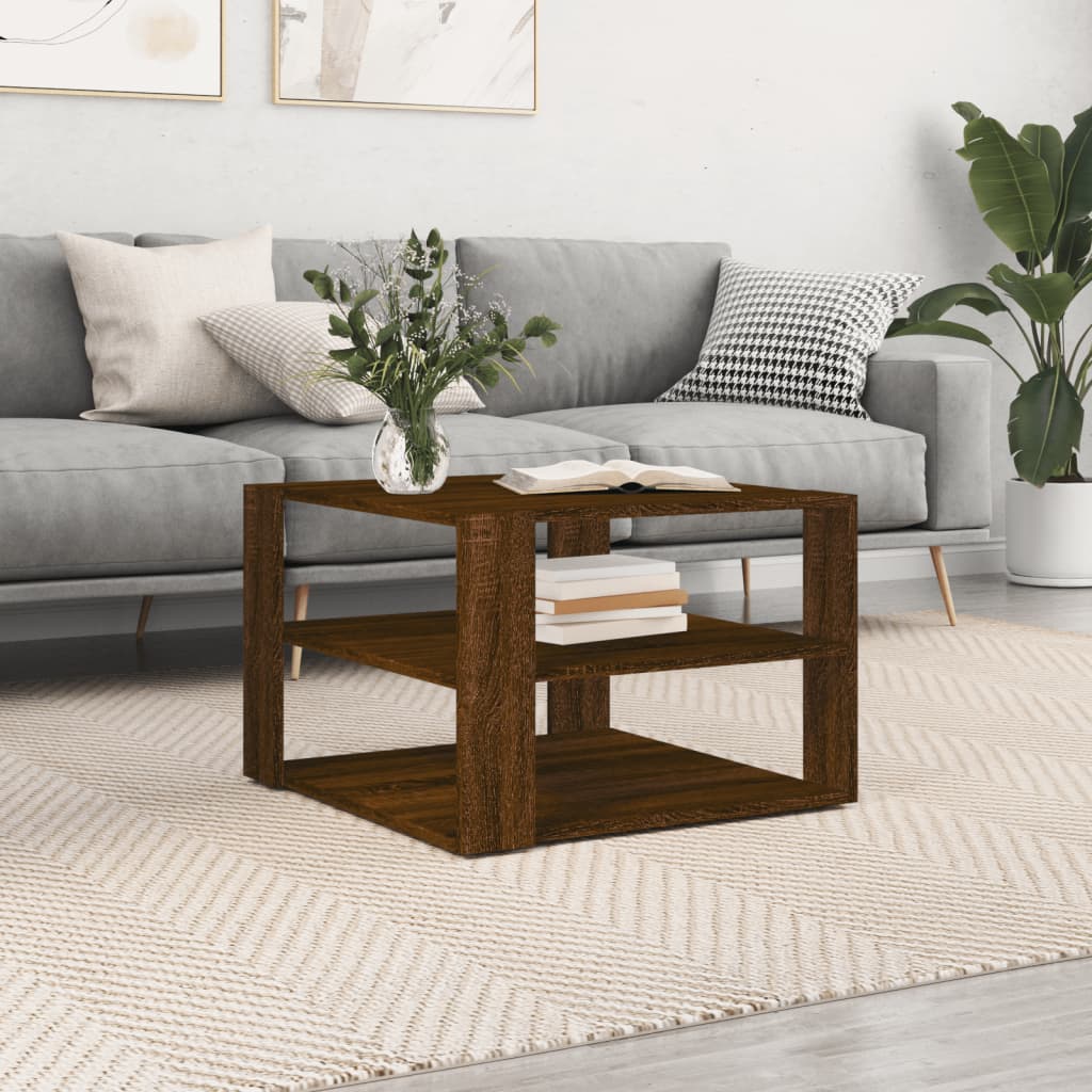 Salongbord brun eik 58x58x40 cm konstruert tre