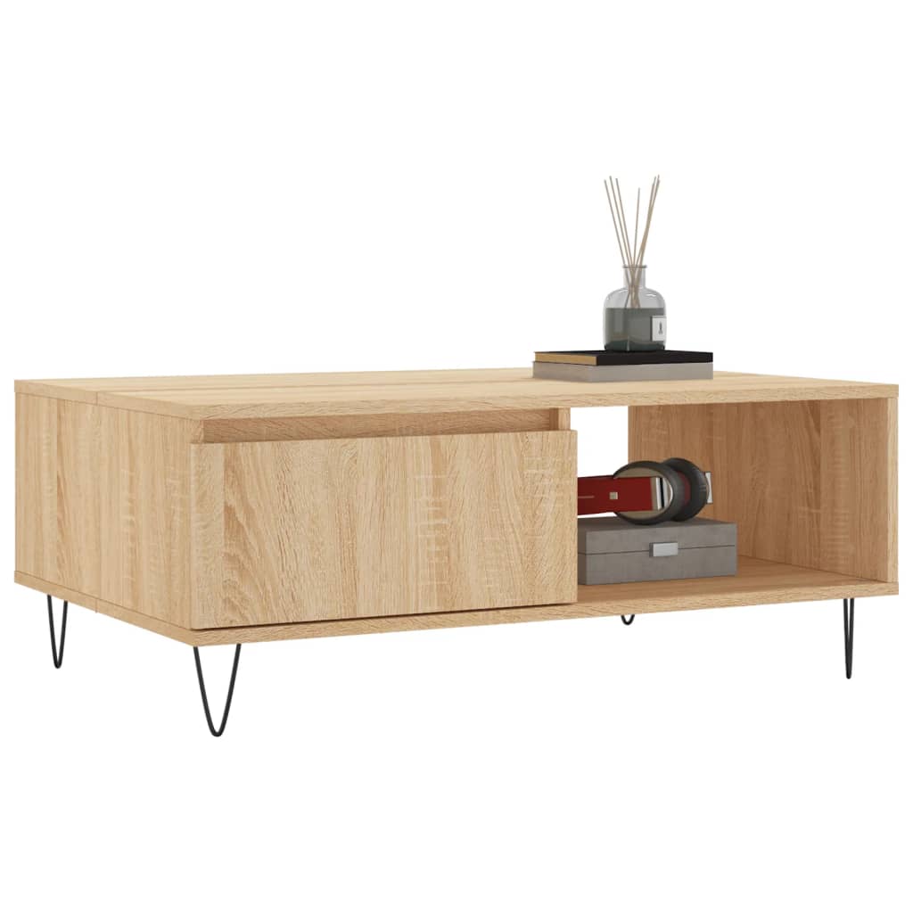 Salongbord sonoma eik 90x60x35 cm konstruert tre