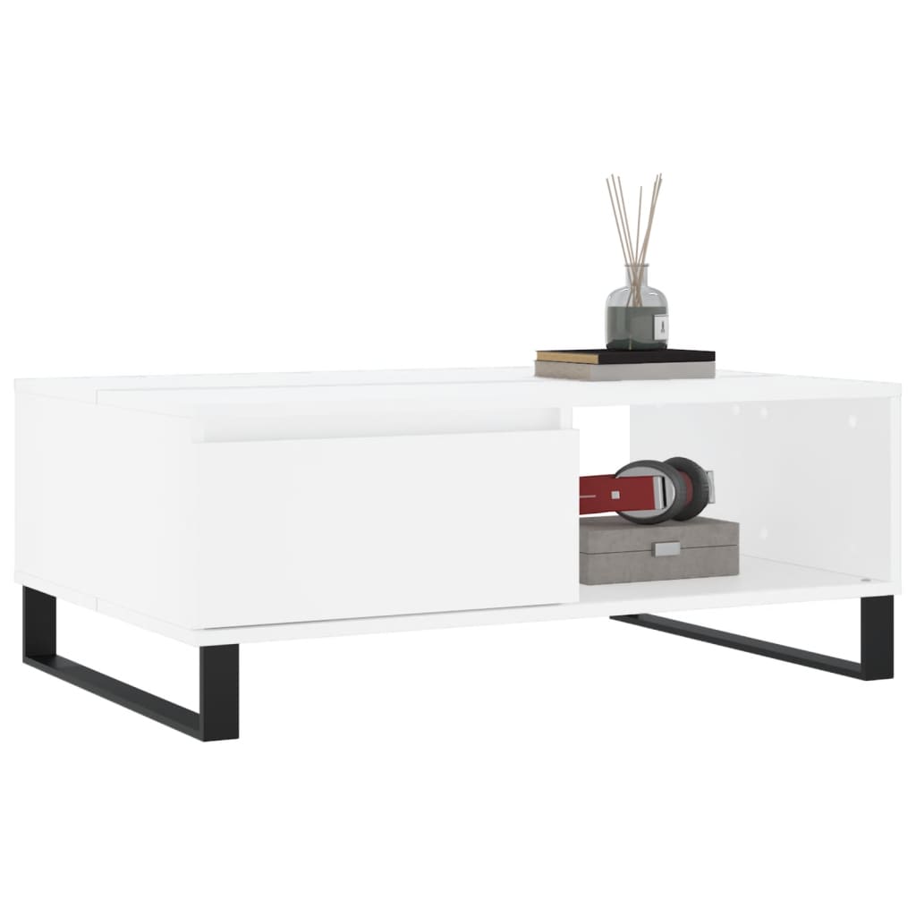 Salongbord hvit 90x60x35 cm konstruert tre