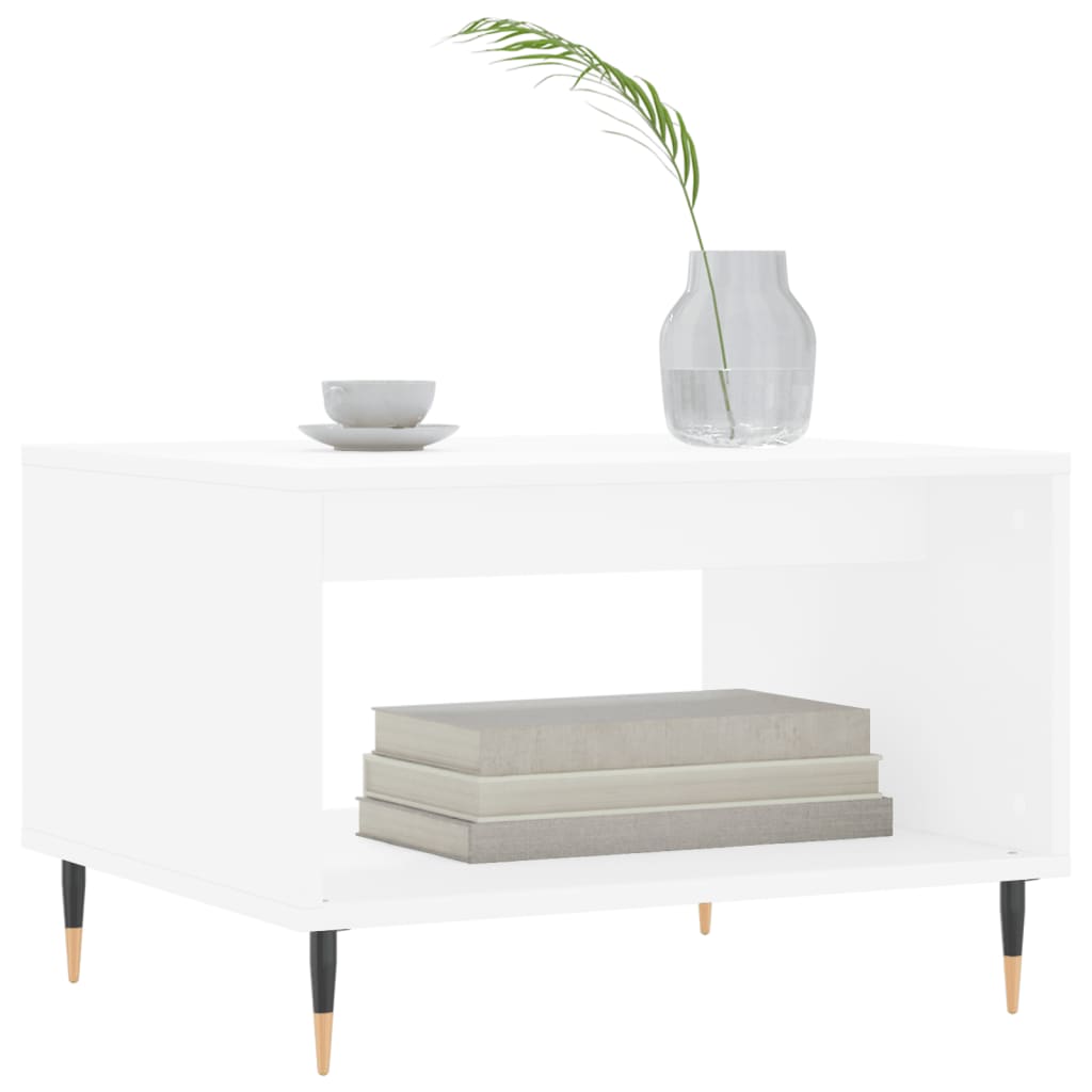 Salongbord hvit 60x50x40 cm konstruert tre