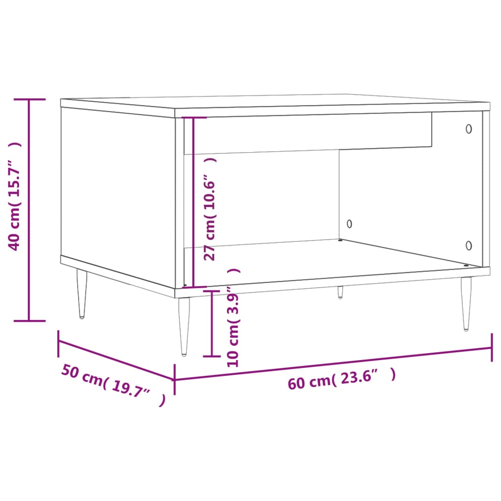 Salongbord betonggrå 60x50x40 cm konstruert tre