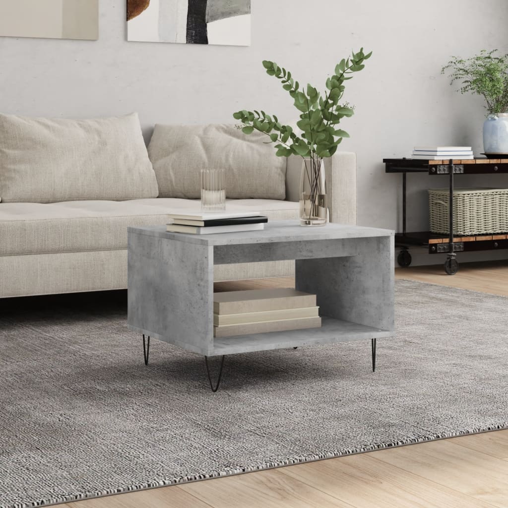 Salongbord betonggrå 60x50x40 cm konstruert tre