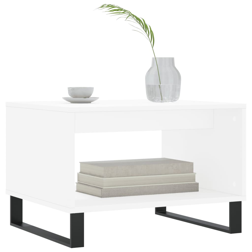 Salongbord hvit 60x50x40 cm konstruert tre