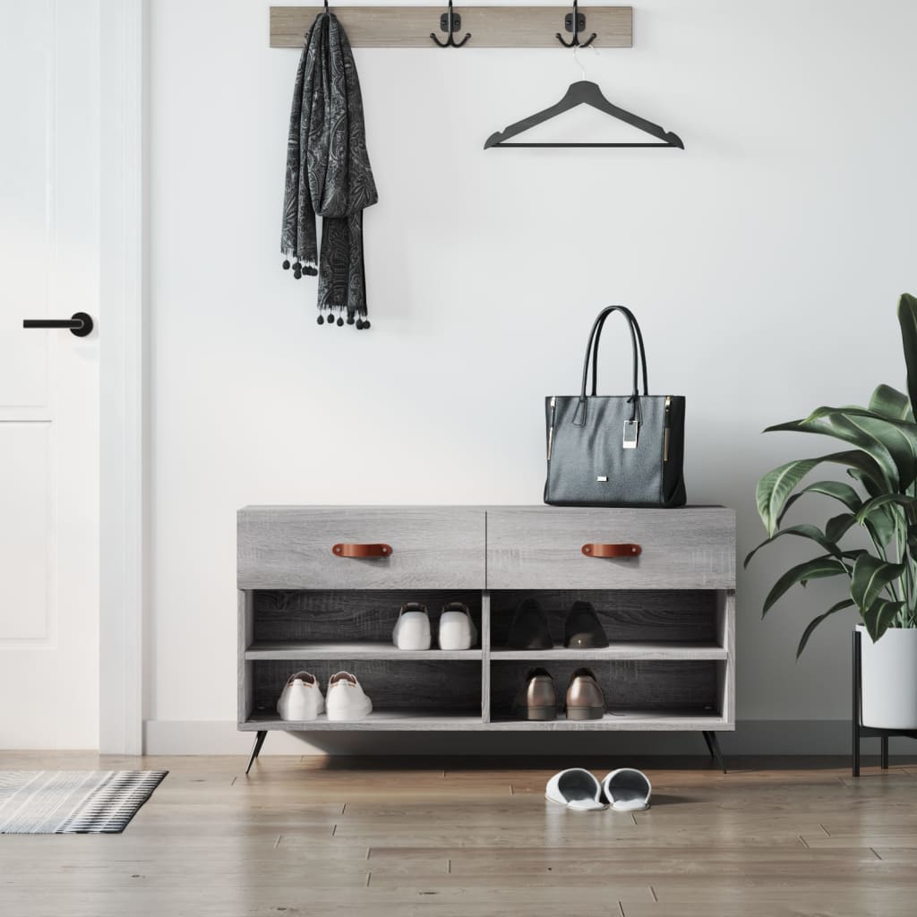 Skoskap grå sonoma 102x35x55 cm konstruert tre