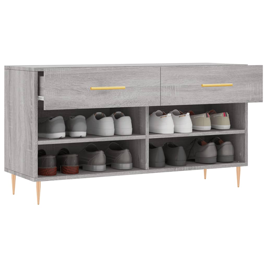 Skoskap grå sonoma 102x35x55 cm konstruert tre