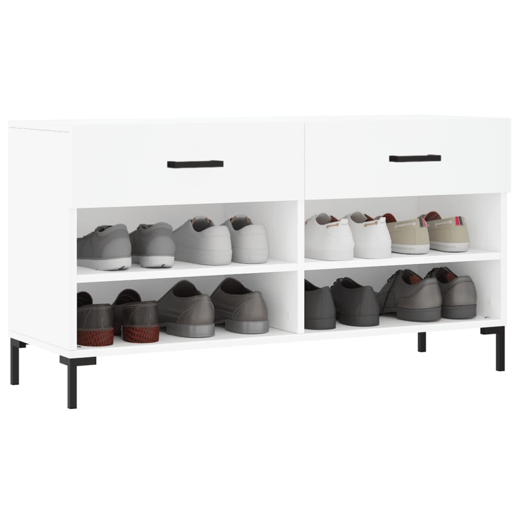 Skobenk hvit 102x35x55 cm konstruert tre