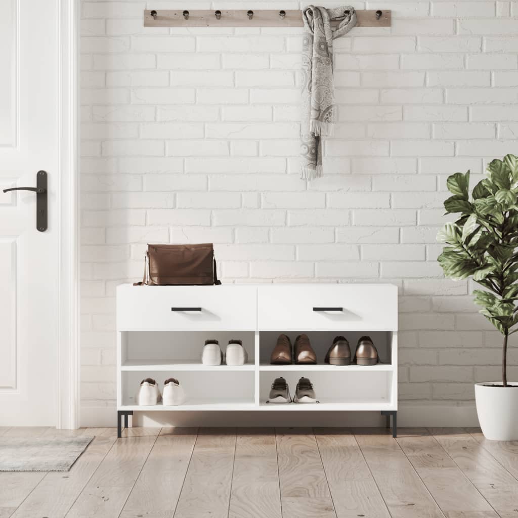 Skobenk hvit 102x35x55 cm konstruert tre