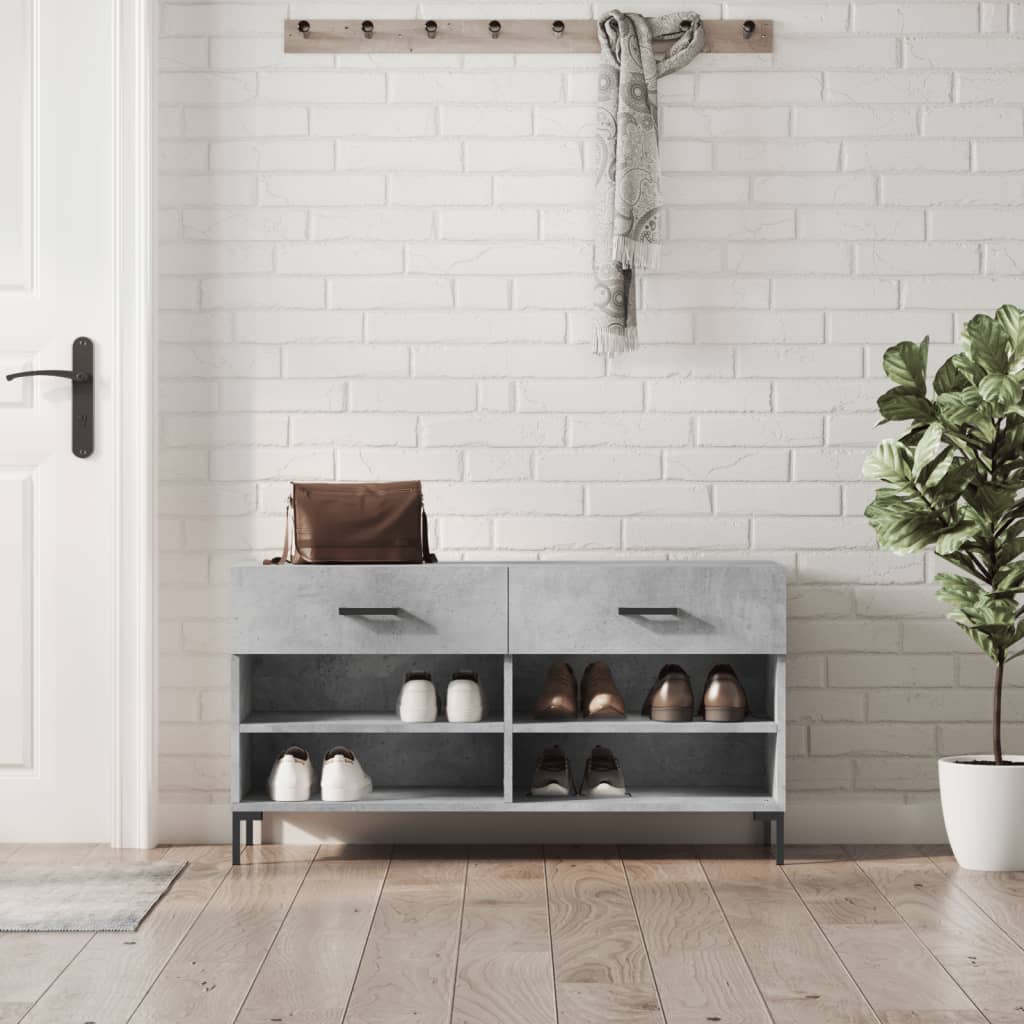 Skobenk betonggrå 102x35x55 cm konstruert tre
