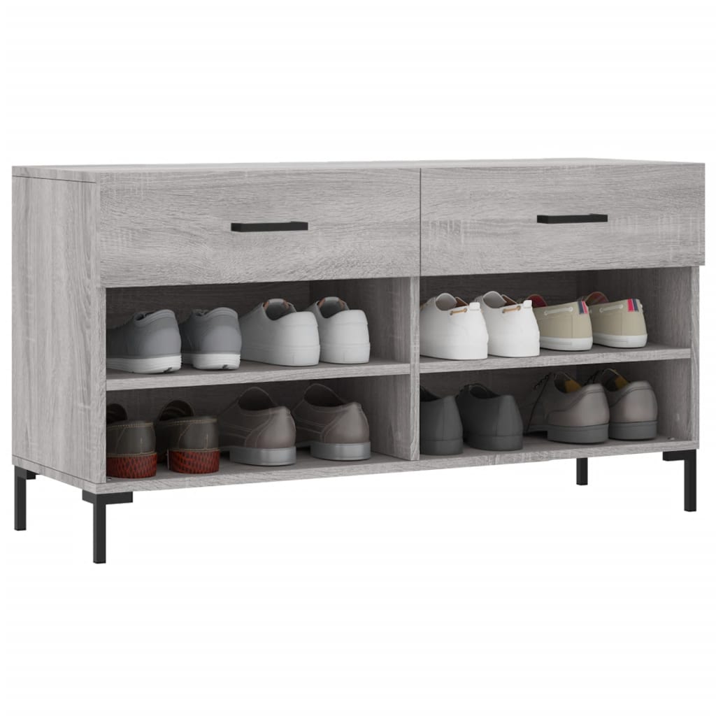 Skoskap grå sonoma 102x35x55 cm konstruert tre