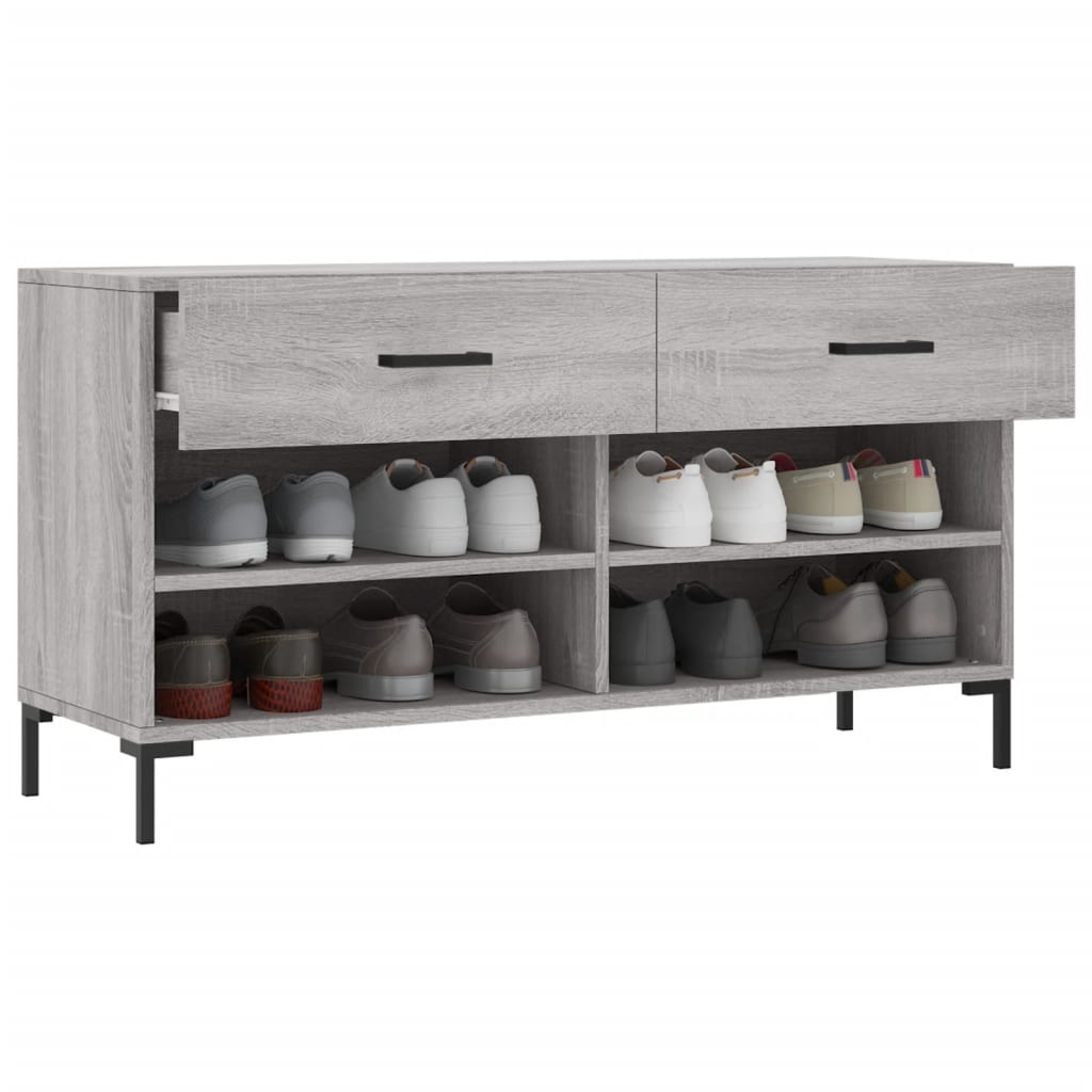 Skoskap grå sonoma 102x35x55 cm konstruert tre
