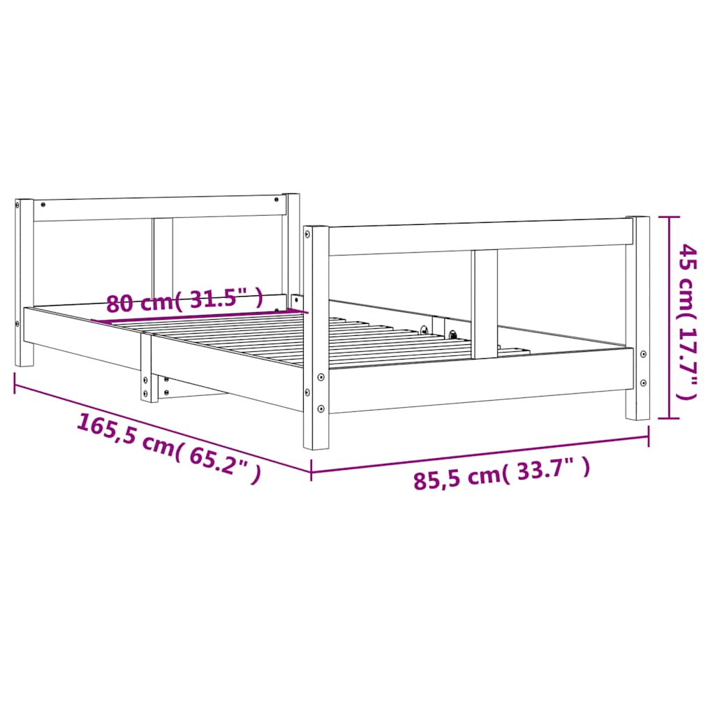Barnesengeramme 80x160 cm heltre furu