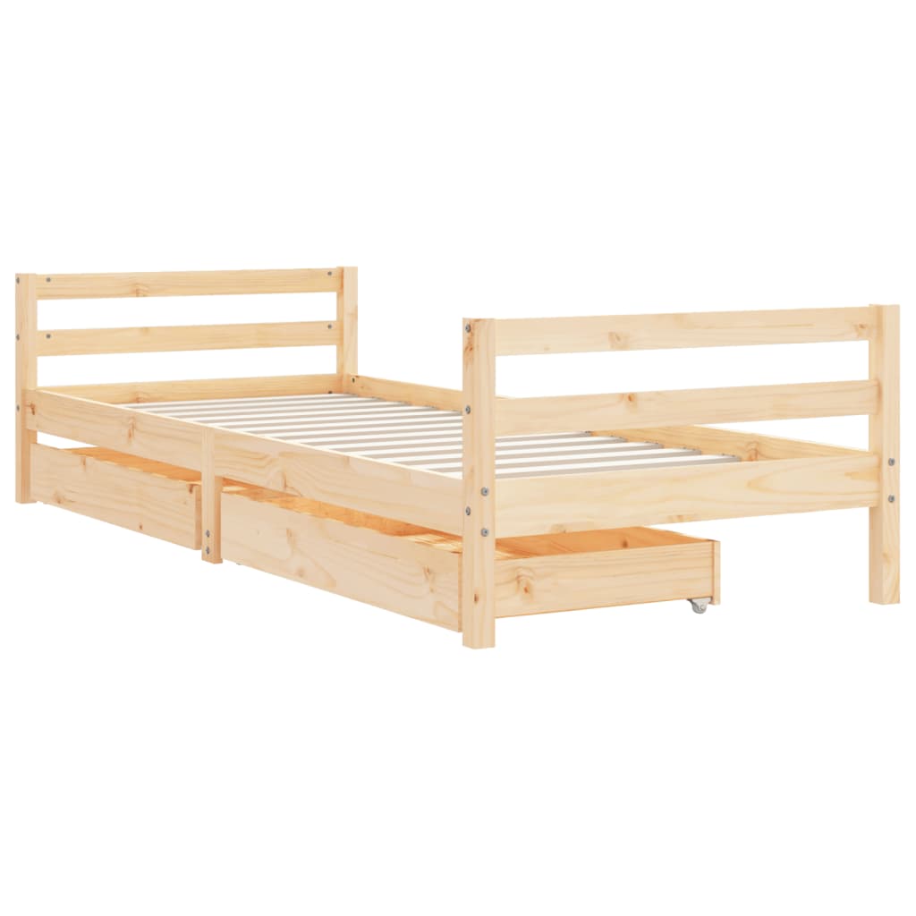 Barnesengeramme med skuffer svart 90x200 cm heltre furu