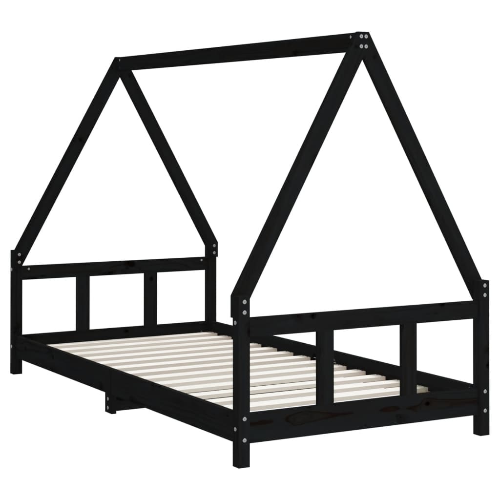 Barnesengeramme svart 90x190 cm heltre furu