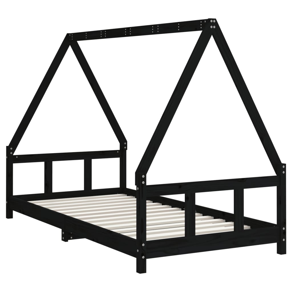 Barnesengeramme svart 90x190 cm heltre furu