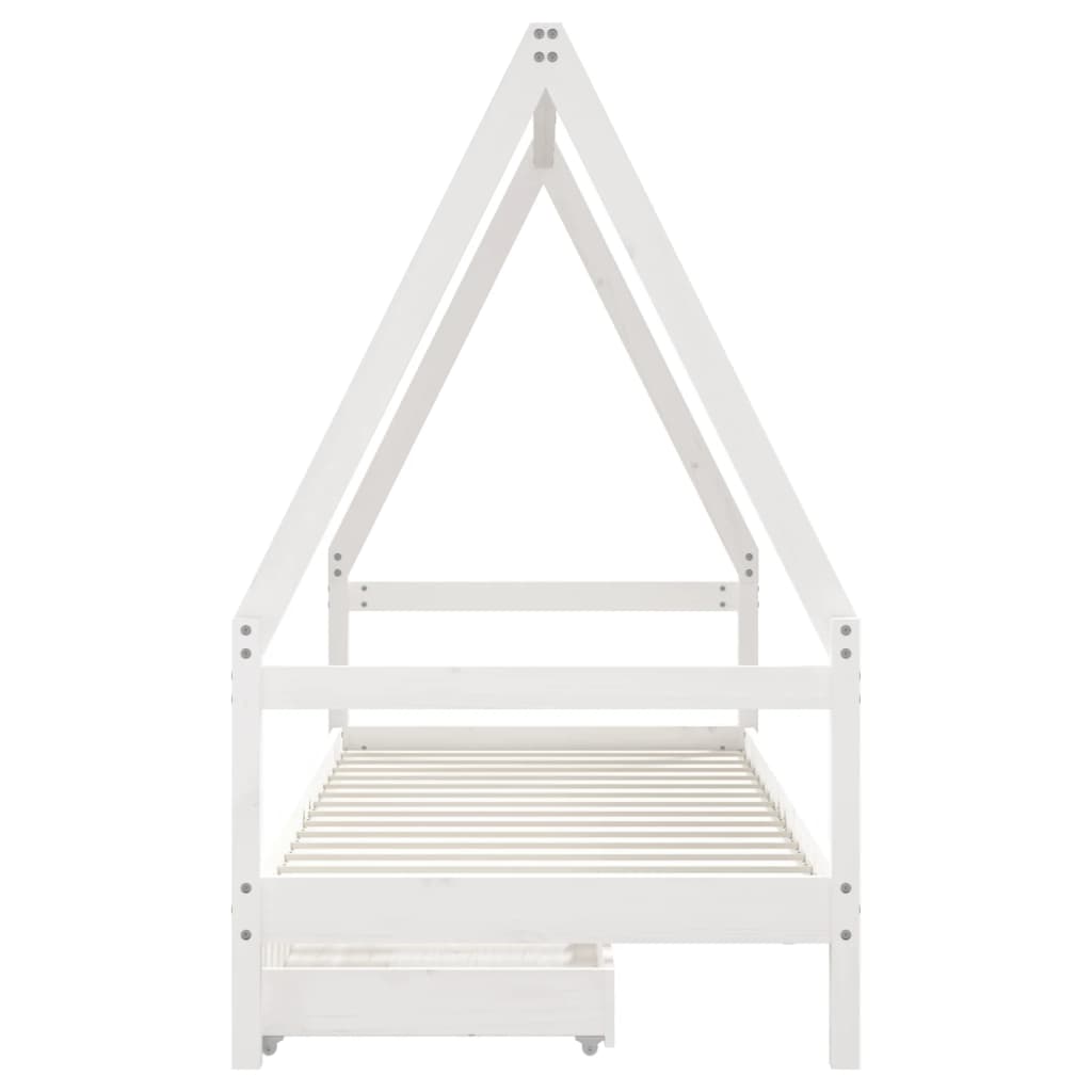 Barnesengeramme med skuffer hvit 80x200 cm heltre furu