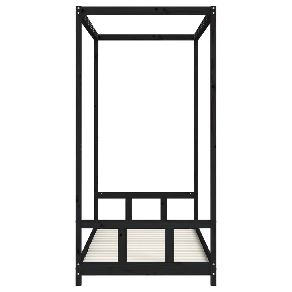 Barnesengeramme svart 90x200 cm heltre furu