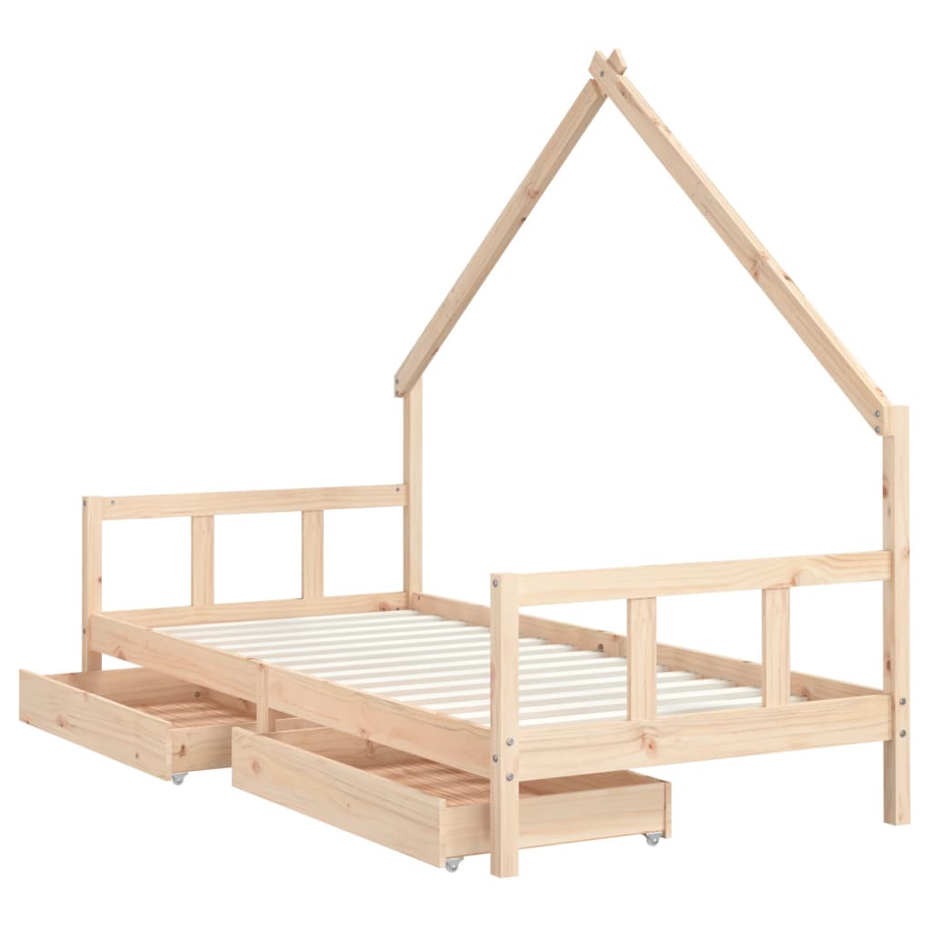 Barnesengeramme med skuffer svart 90x200 cm heltre furu