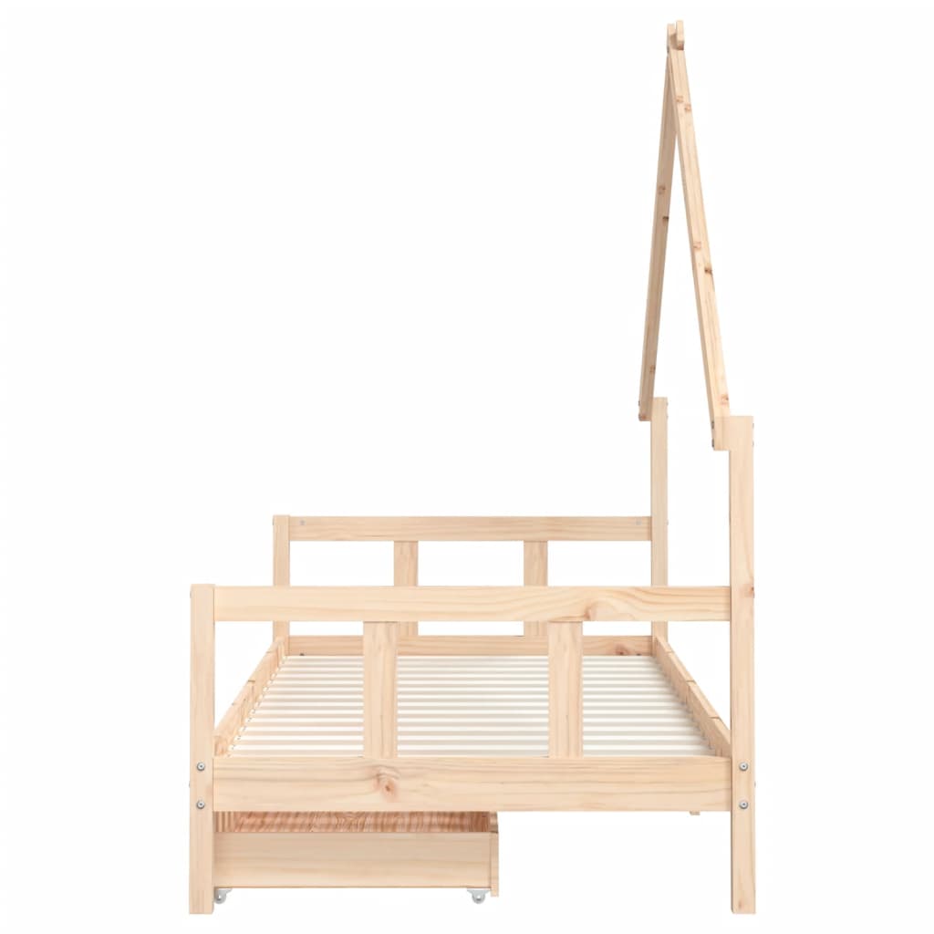 Barnesengeramme med skuffer svart 90x200 cm heltre furu