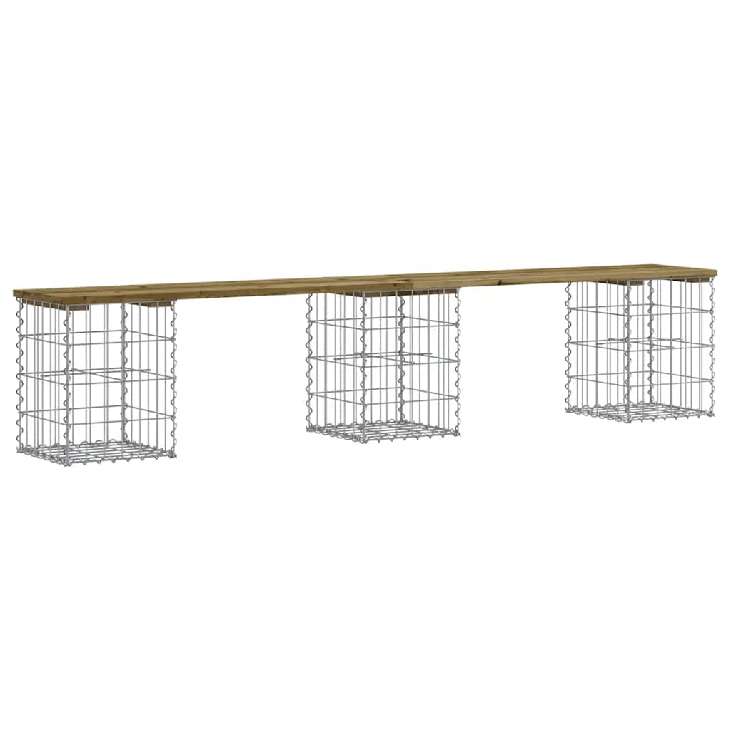 Hagebenk gabiondesign 203x31x42 cm impregnert furu