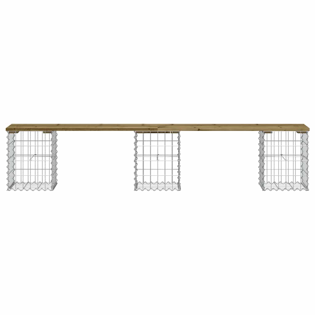 Hagebenk gabiondesign 203x31x42 cm impregnert furu