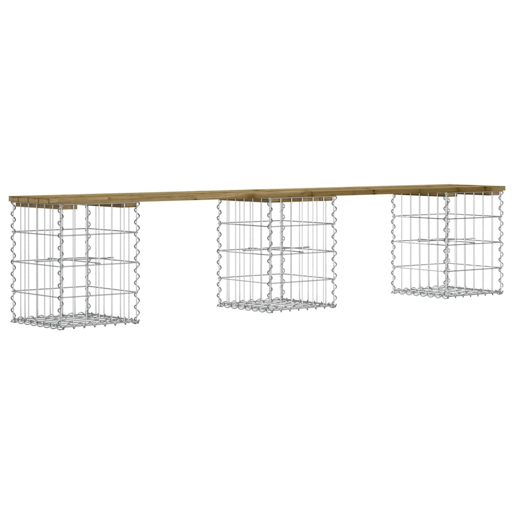 Hagebenk gabiondesign 203x31x42 cm impregnert furu