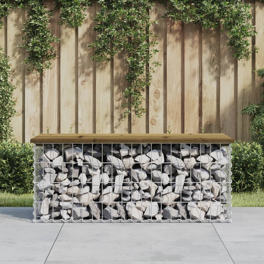 Hagebenk gabiondesign 103x44x42 cm impregnert furu