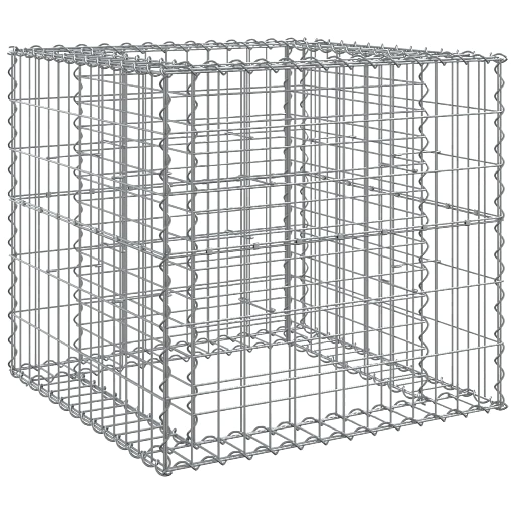 Gabionkurv sølv 70x70x65 cm galvanisert jern
