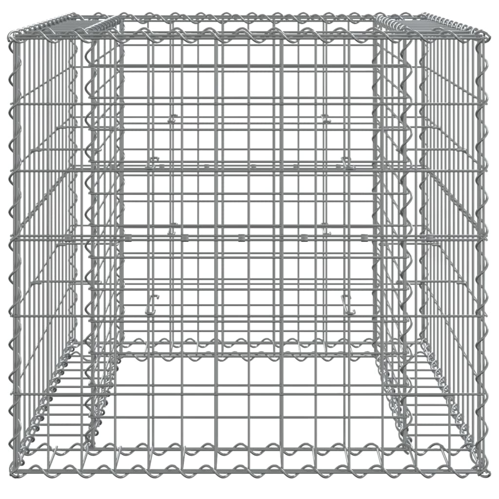 Gabionkurv sølv 70x70x65 cm galvanisert jern