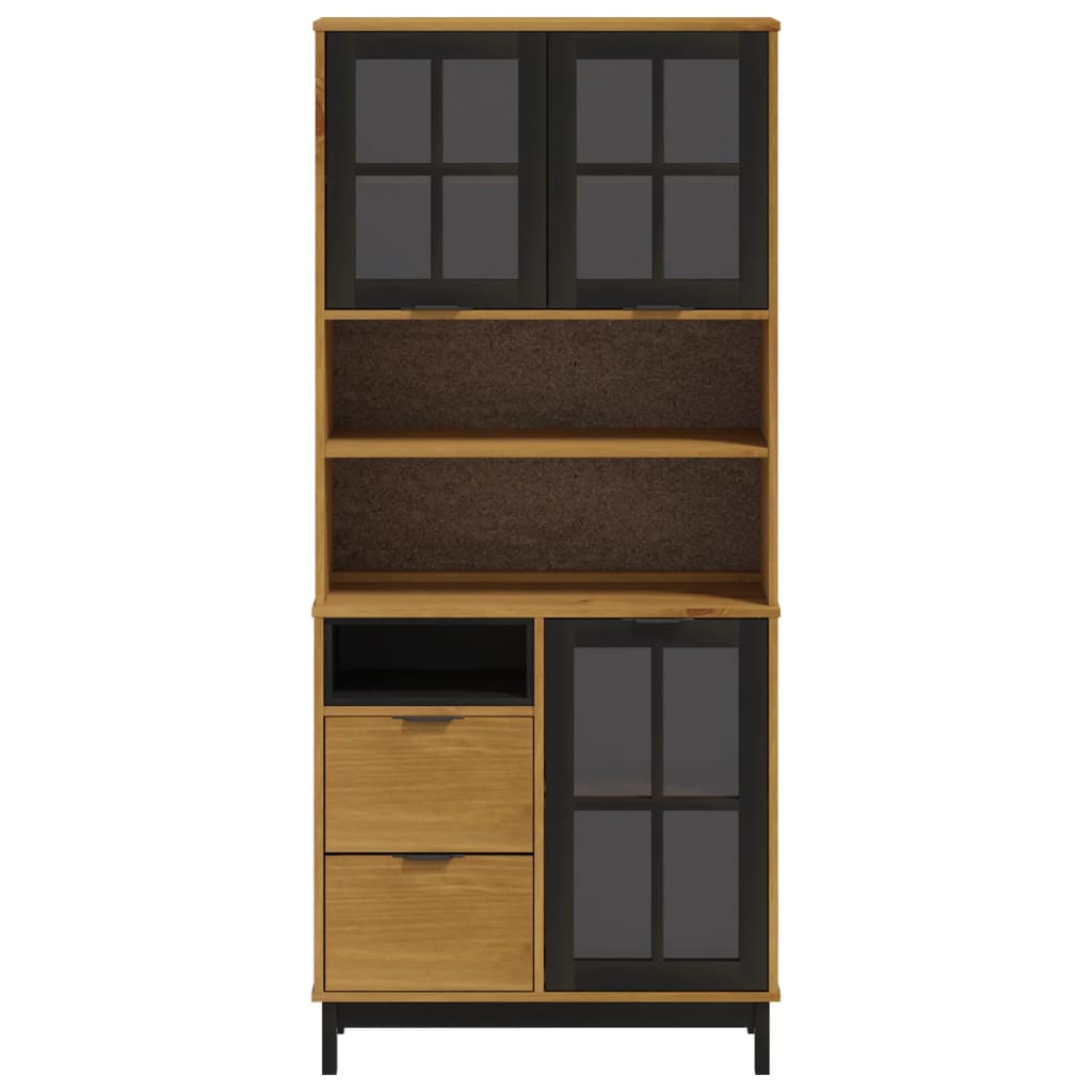 Highboard med glassdører FLAM 80x40x180 cm heltre furu