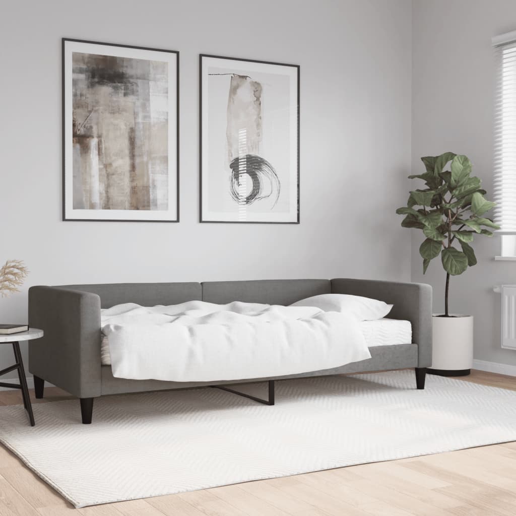 Dagseng med madrass mørkegrå 90x190 cm stoff