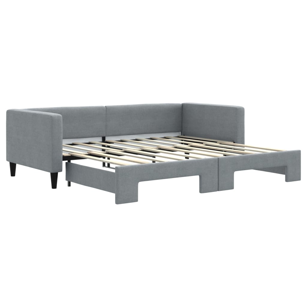 Uttrekkbar dagseng lysegrå 90x190 cm stoff