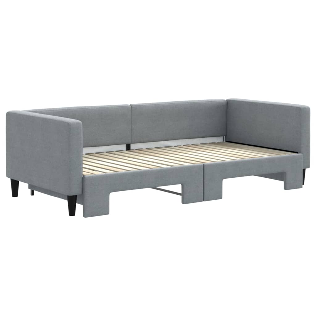 Uttrekkbar dagseng lysegrå 90x190 cm stoff