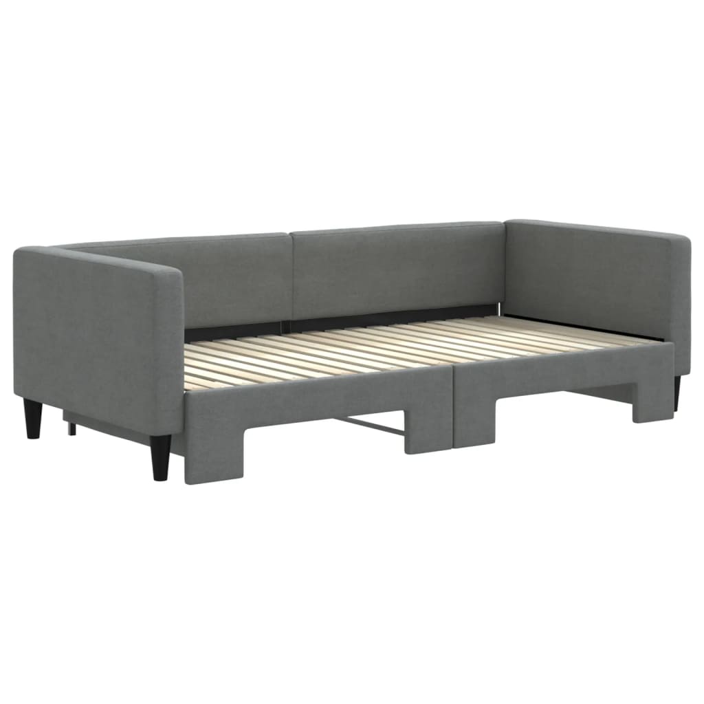 Uttrekkbar dagseng mørkegrå 90x190 cm stoff