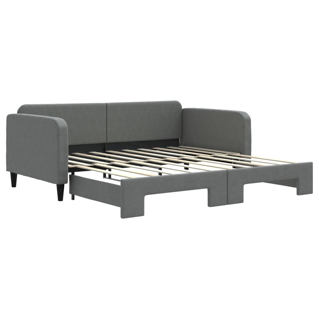 Uttrekkbar dagseng mørkegrå 90x190 cm stoff
