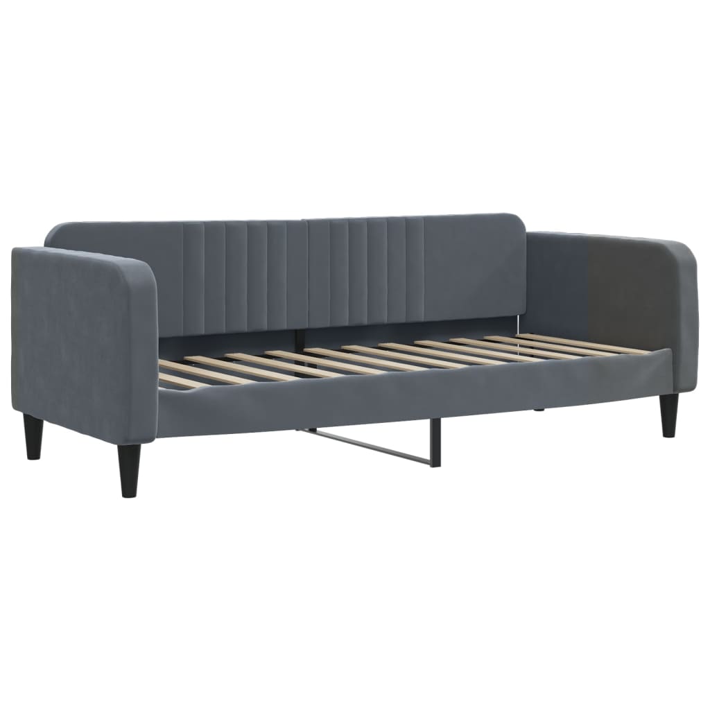 Uttrekkbar dagseng mørkegrå 90x190 cm fløyel