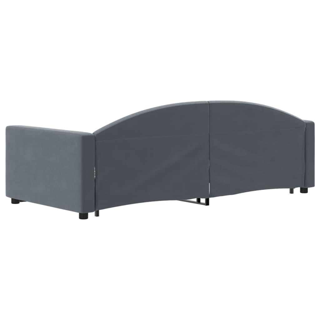 Uttrekkbar dagseng mørkegrå 90x190 cm fløyel