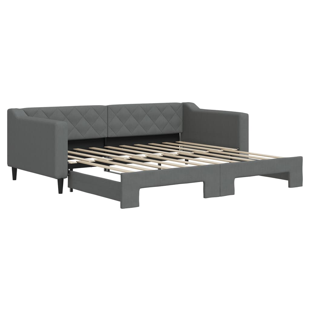 Uttrekkbar dagseng mørkegrå 90x190 cm stoff
