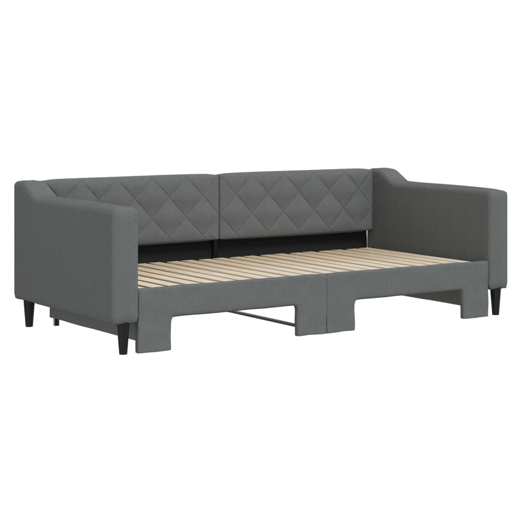 Uttrekkbar dagseng mørkegrå 90x190 cm stoff