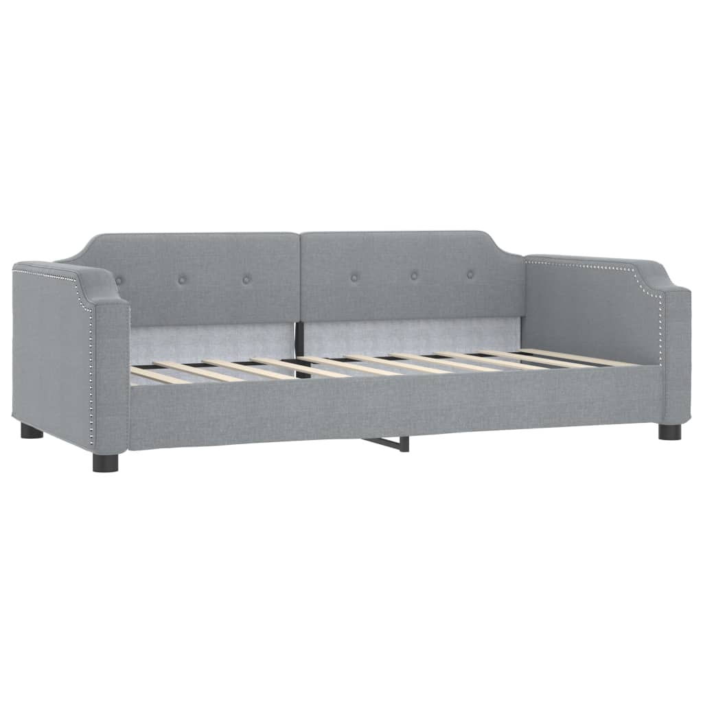 Uttrekkbar dagseng lysegrå 90x190 cm stoff
