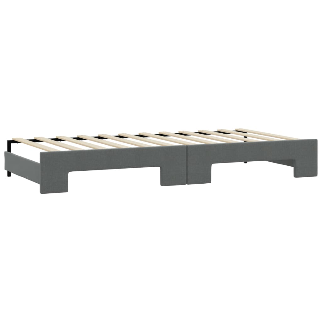 Uttrekkbar dagseng med madrass mørkegrå 90x190 cm stoff