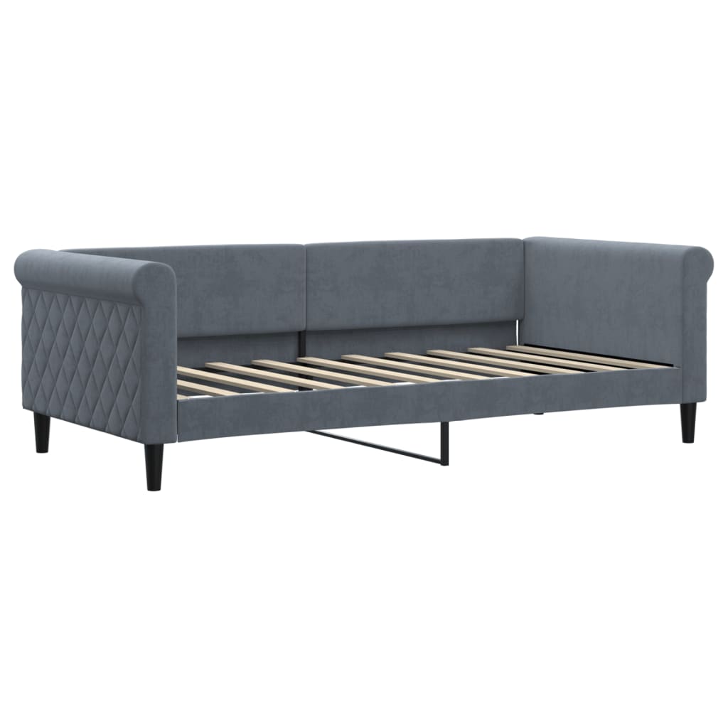 Dagseng med madrass blå mørkegrå 90x190 cm fløyel