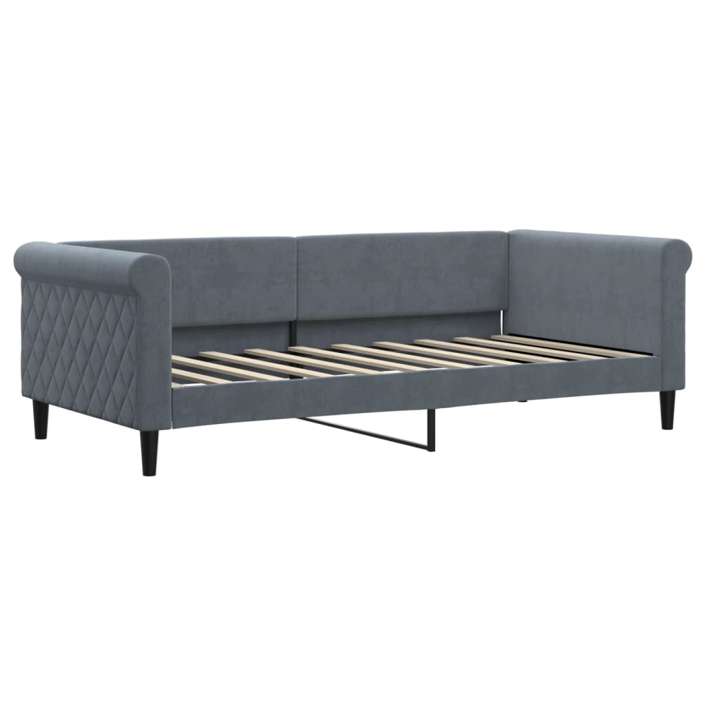 Dagseng med madrass blå mørkegrå 90x190 cm fløyel
