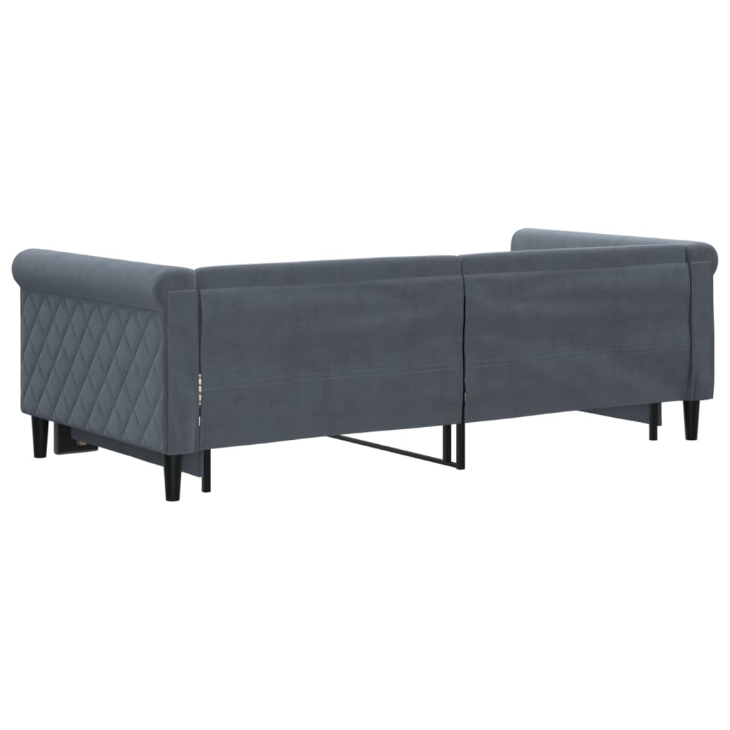 Uttrekkbar dagseng mørkegrå 90x190 cm fløyel