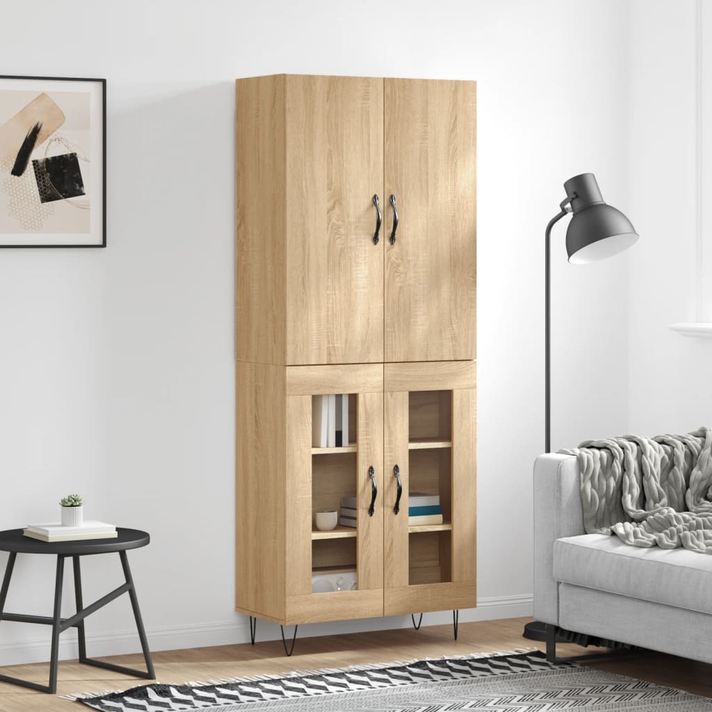 Highboard sonoma eik 69,5x34x180 cm konstruert tre