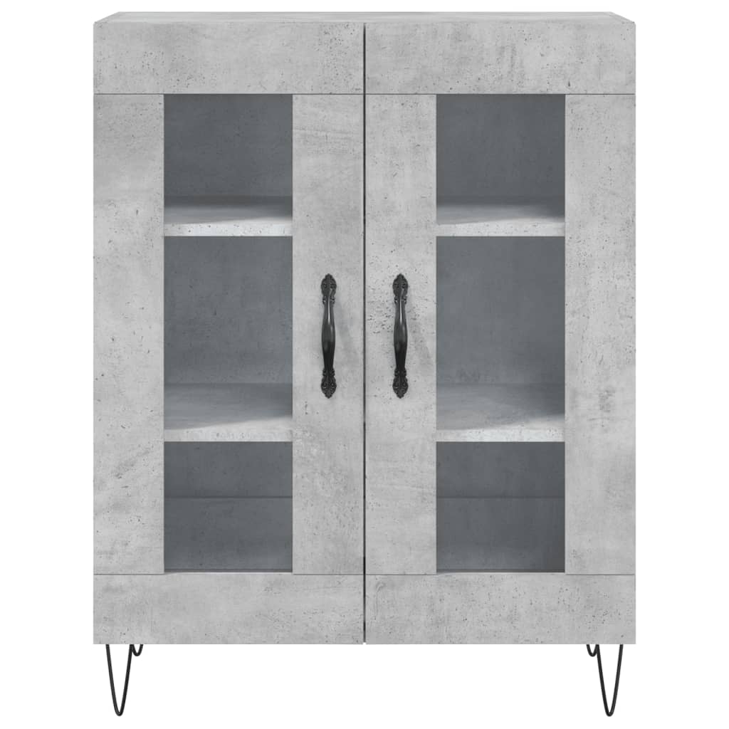 Highboard betonggrå 69,5x34x180 cm konstruert tre
